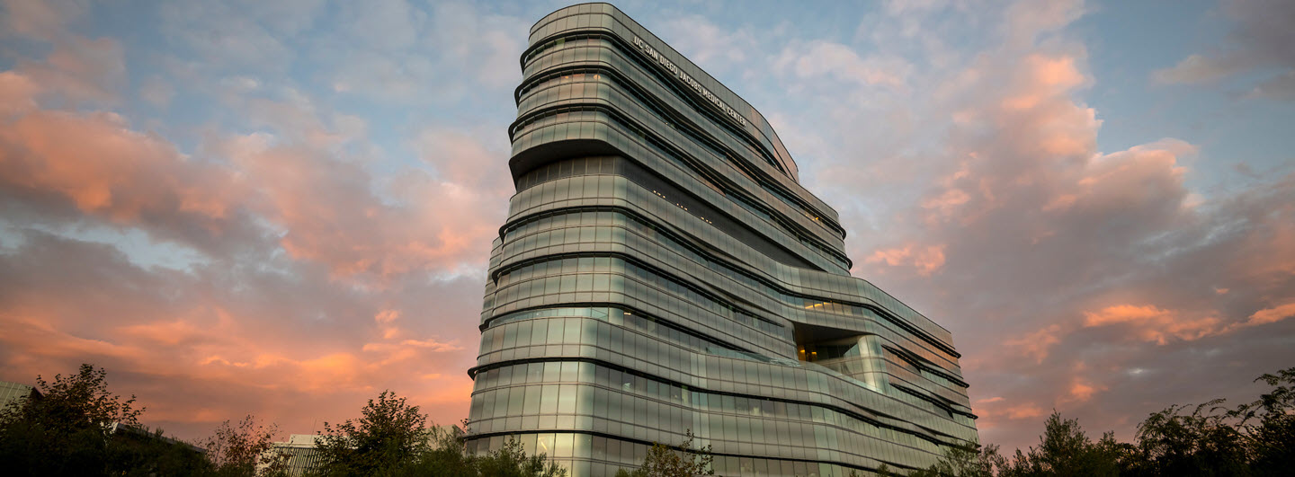 UC San Diego Health Jacobs Medical center at dusk 